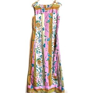 VINTAGE 60's Tanner Print Maxi Dress 10